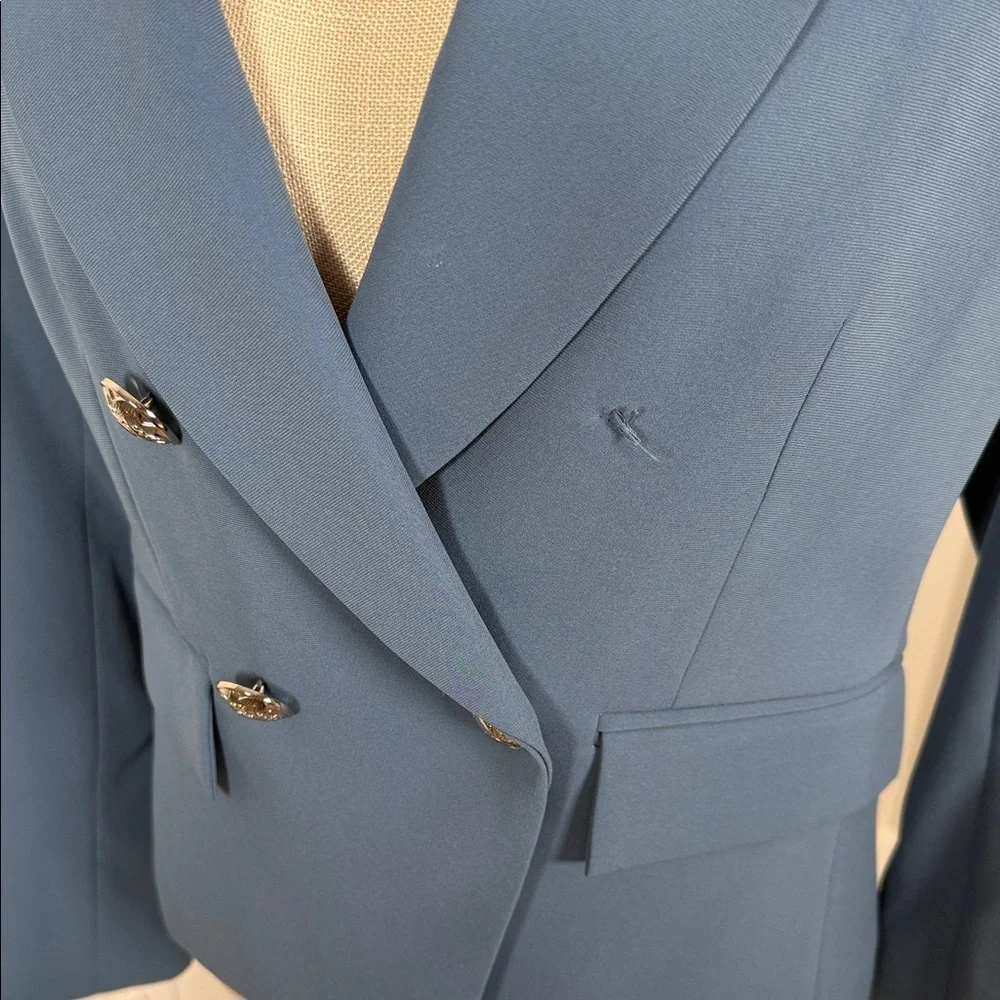 NEW w/Tags (MISSING 2 Buttons) Veronica Beard Double-Breasted Slate Blue Blazer - Picture 5 of 7